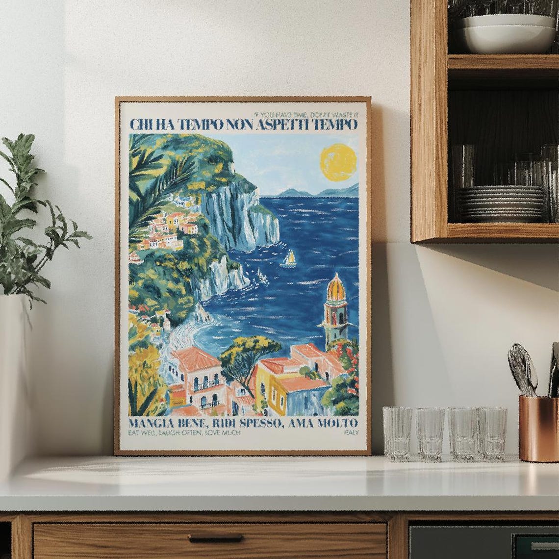 Retro Italian Travel Lover Quote, Amalfi Coast Kitchen Decor - Image 2