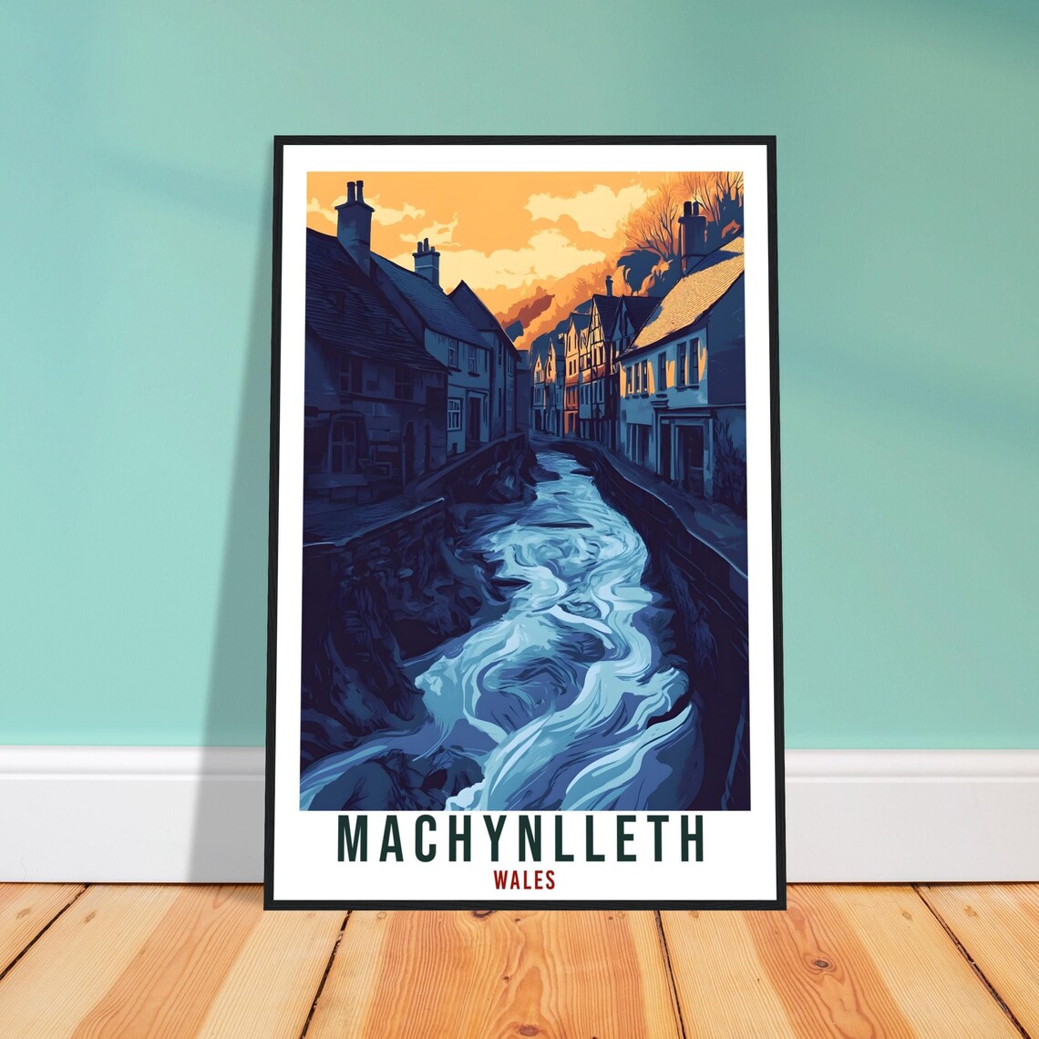 Machynlleth Travel Poster, Wales Home Decor