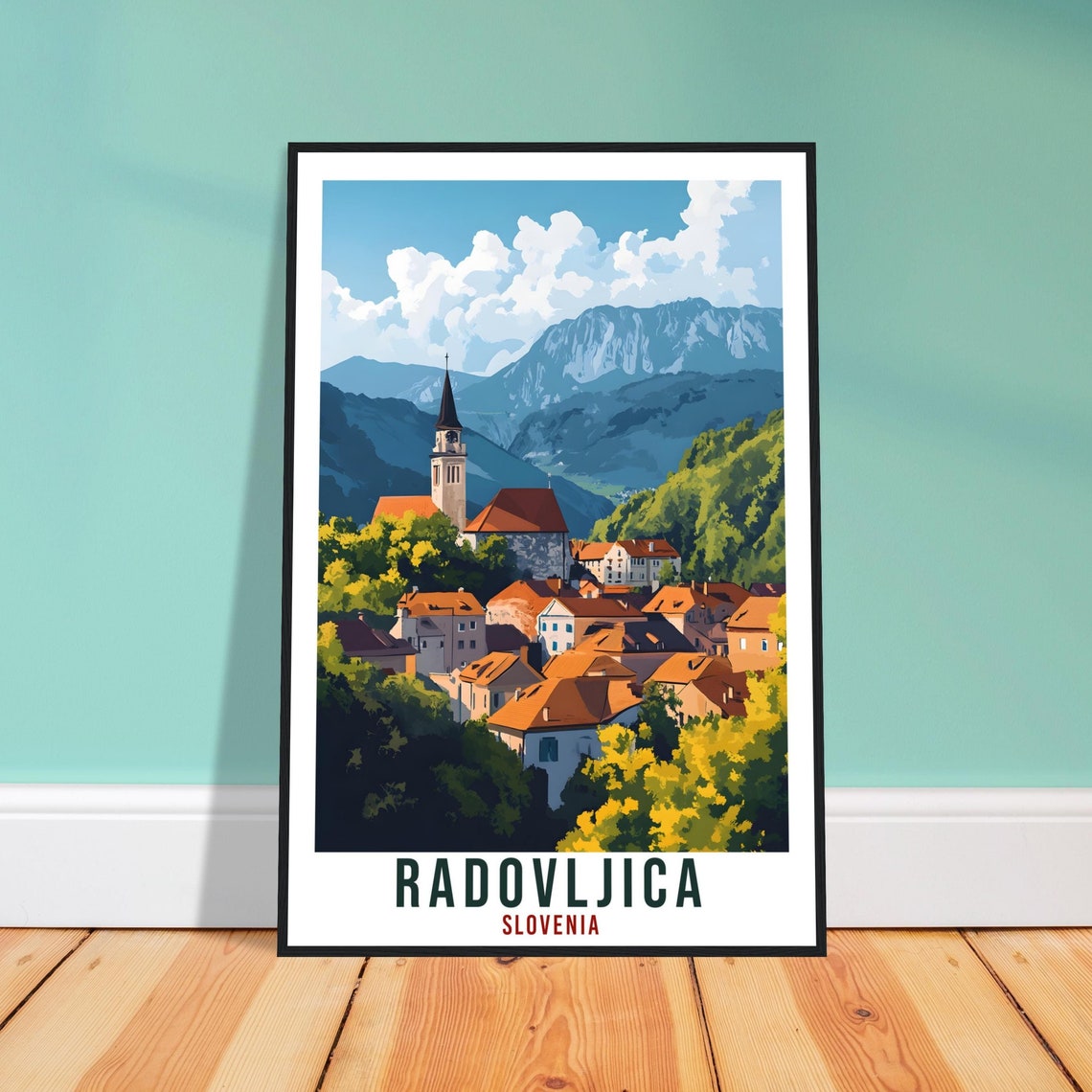 Radovljica Travel Print Slovenia Decor Radovljica Wall Art Gift Wall Hanging Art Lover Slovenia Artwork Travel Poster Slovenia Travel Art
