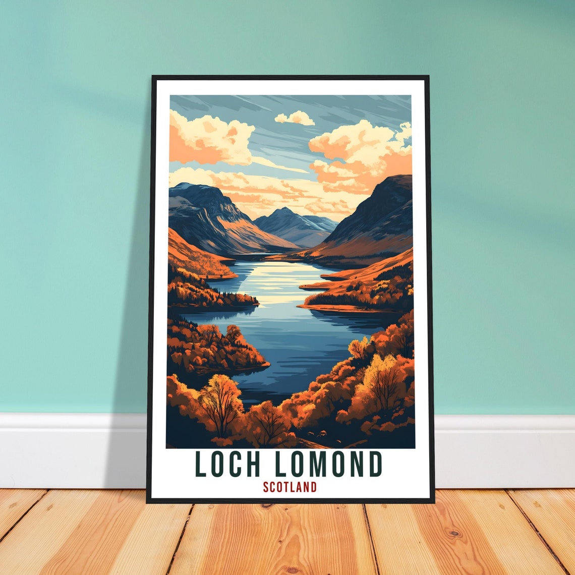 Loch Lomond Travel Print Scotland Decor Loch Lomond Wall Art Wall Hanging Art Lover Scotland Artwork Travel Poster Loch Lomond Travel Art