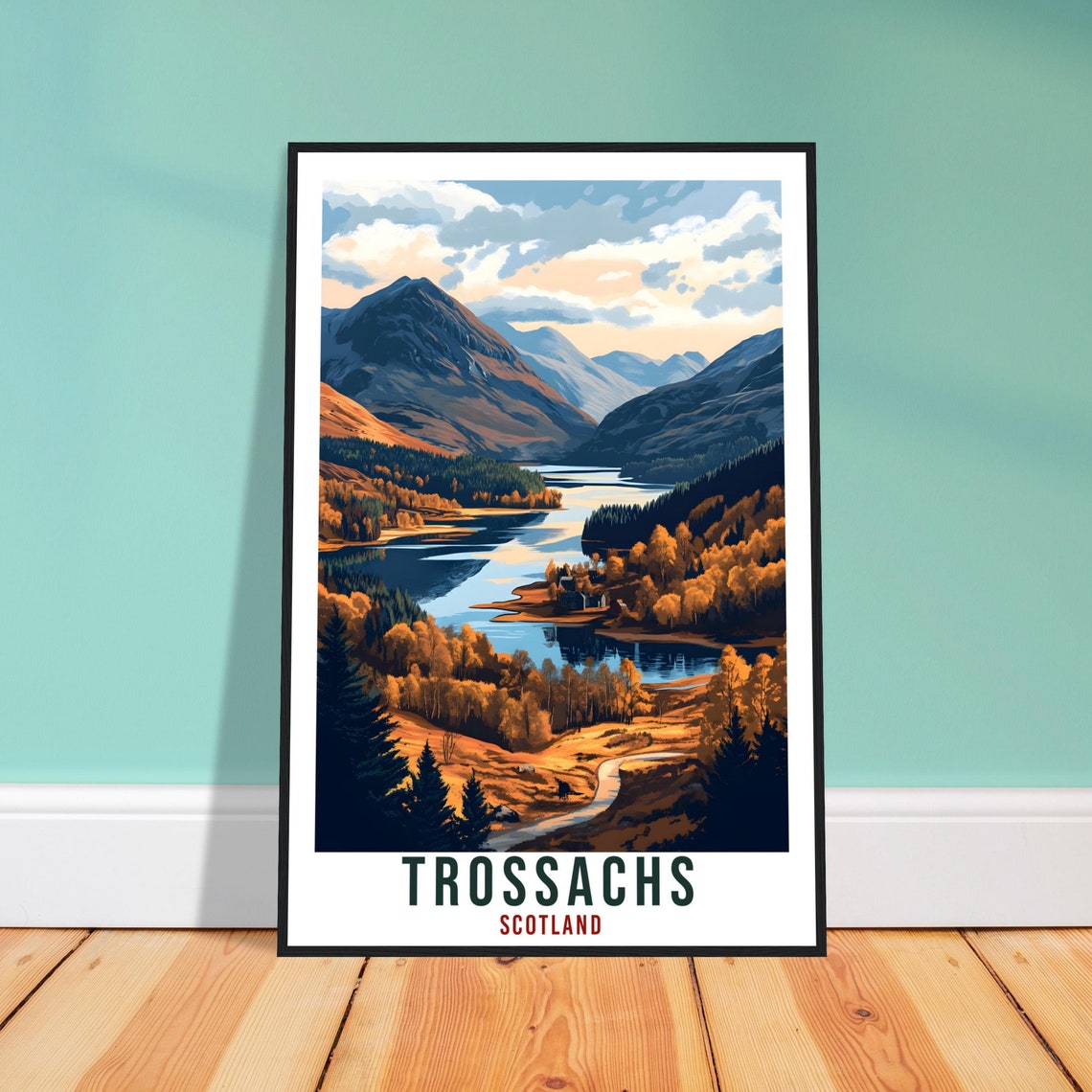 Trossachs Travel Print Scotland Home Decor Trossachs Wall Art Wall Hanging Art Lover Scotland Artwork Travel Poster Trossachs Travel Art
