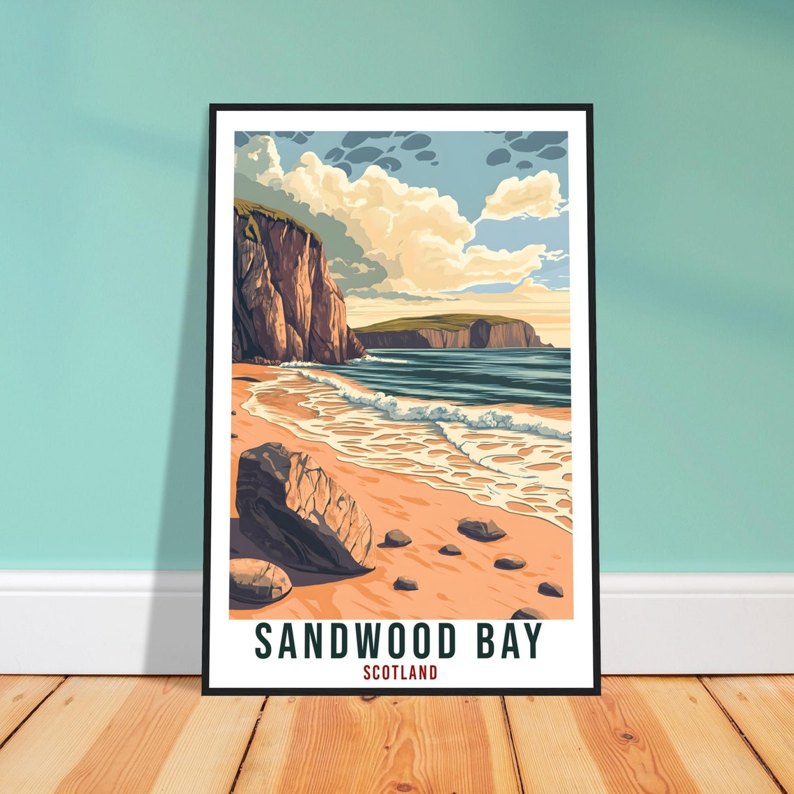 Sandwood Bay Travel Print Scotland Decor Sandwood Bay Wall Art Wall Hanging Art Lover Scotland Artwork Travel Poster Sandwood Bay Travel Art