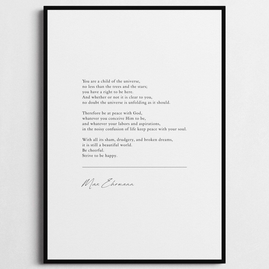 Max Ehrmann Desiderata Child Of Universe Minimalist Quote Wall Poster