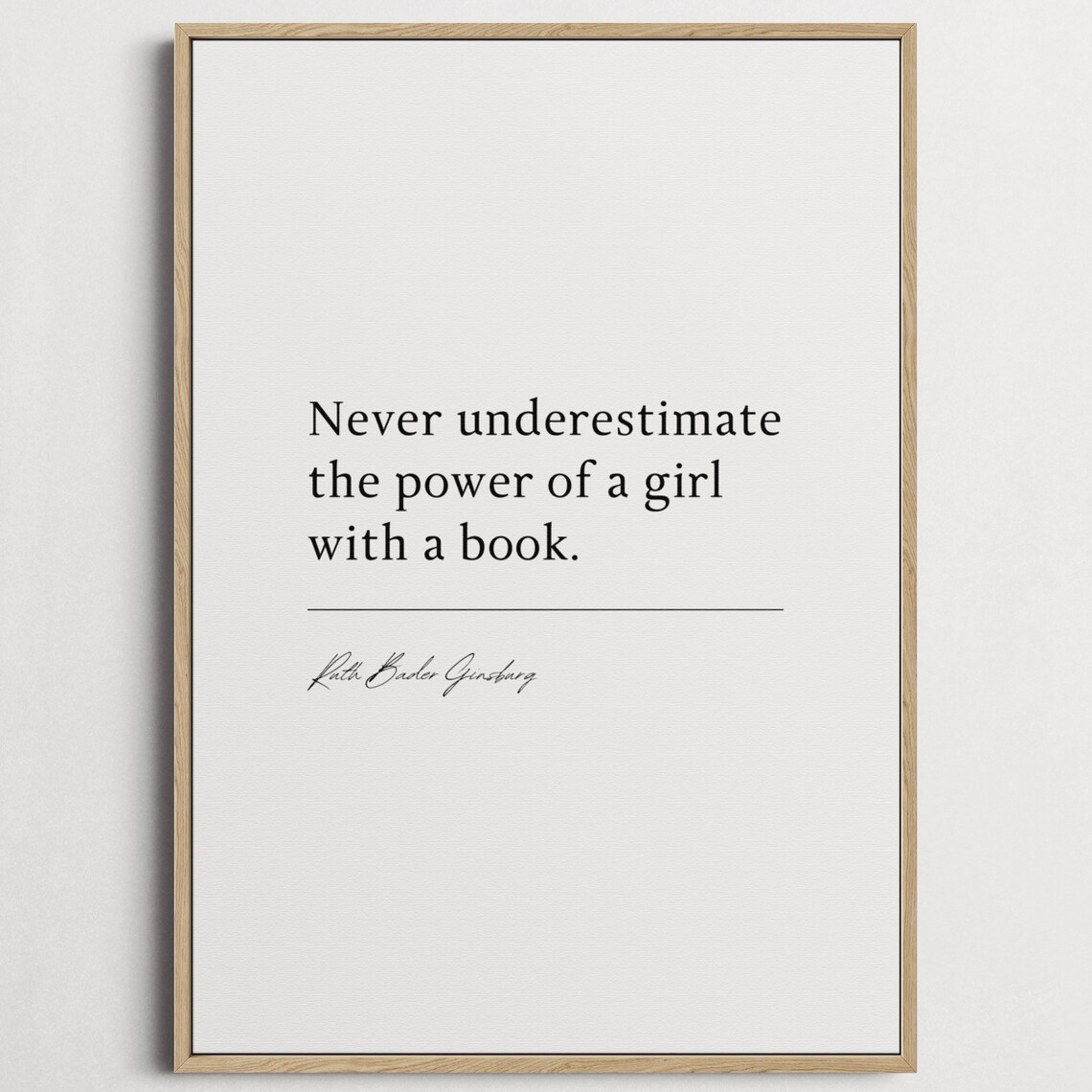 Ruth Bader Ginsburg Girl With A Book Feminist Quote Art Poster