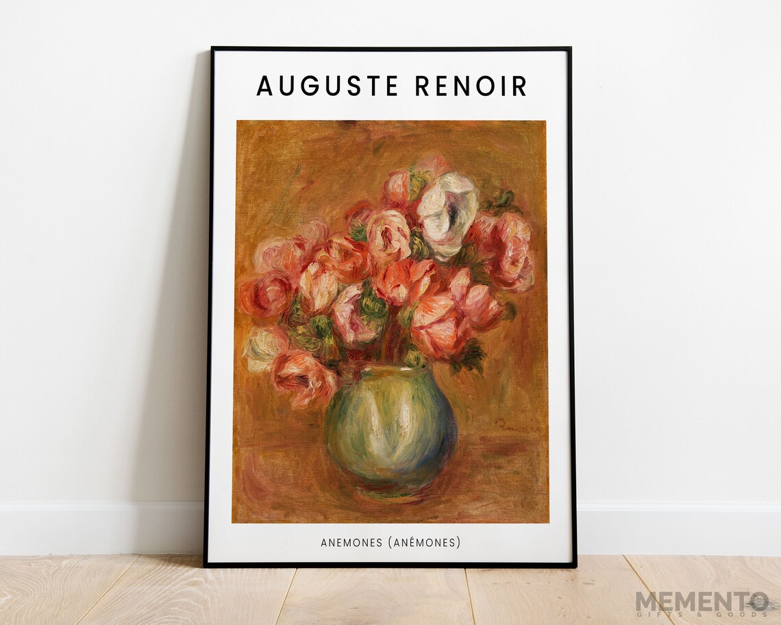Auguste Renoir Anemones Impressionist Floral Painting Vase Bouquet Poster