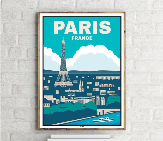 Eiffel Tower Paris Vintage Travel Poster