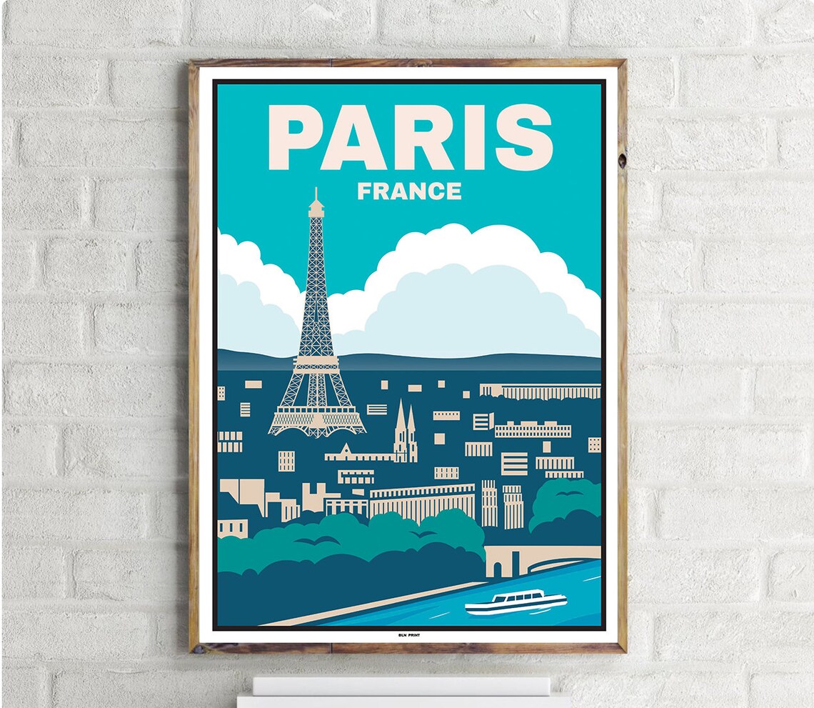 Eiffel Tower Paris Vintage Travel Poster