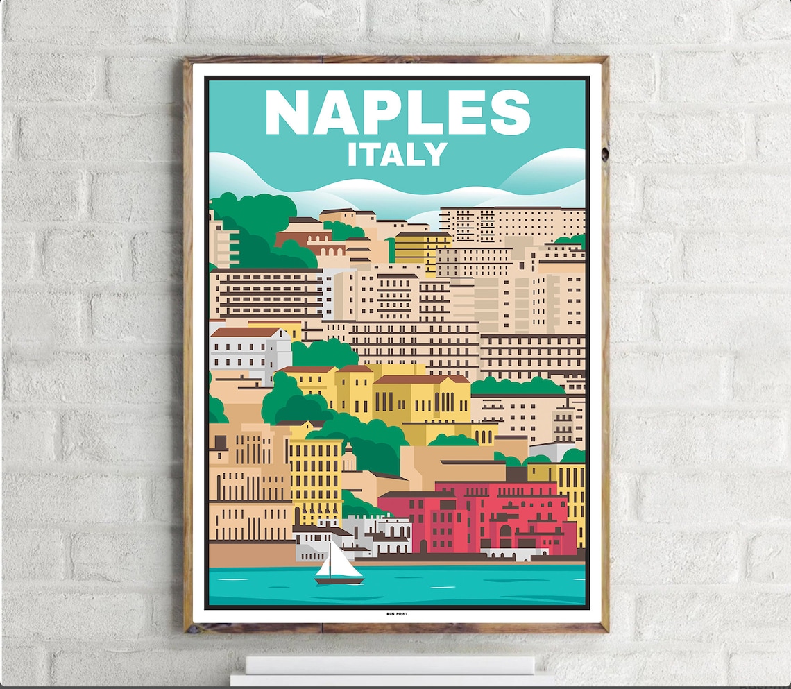 Harbour Naples Vintage Travel Poster, Europe
