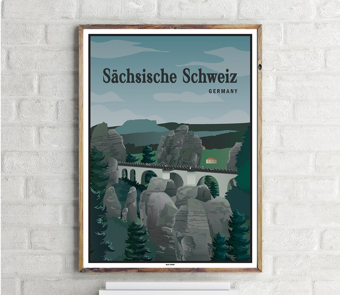 S fchsische Schweiz Vintage Travel Poster