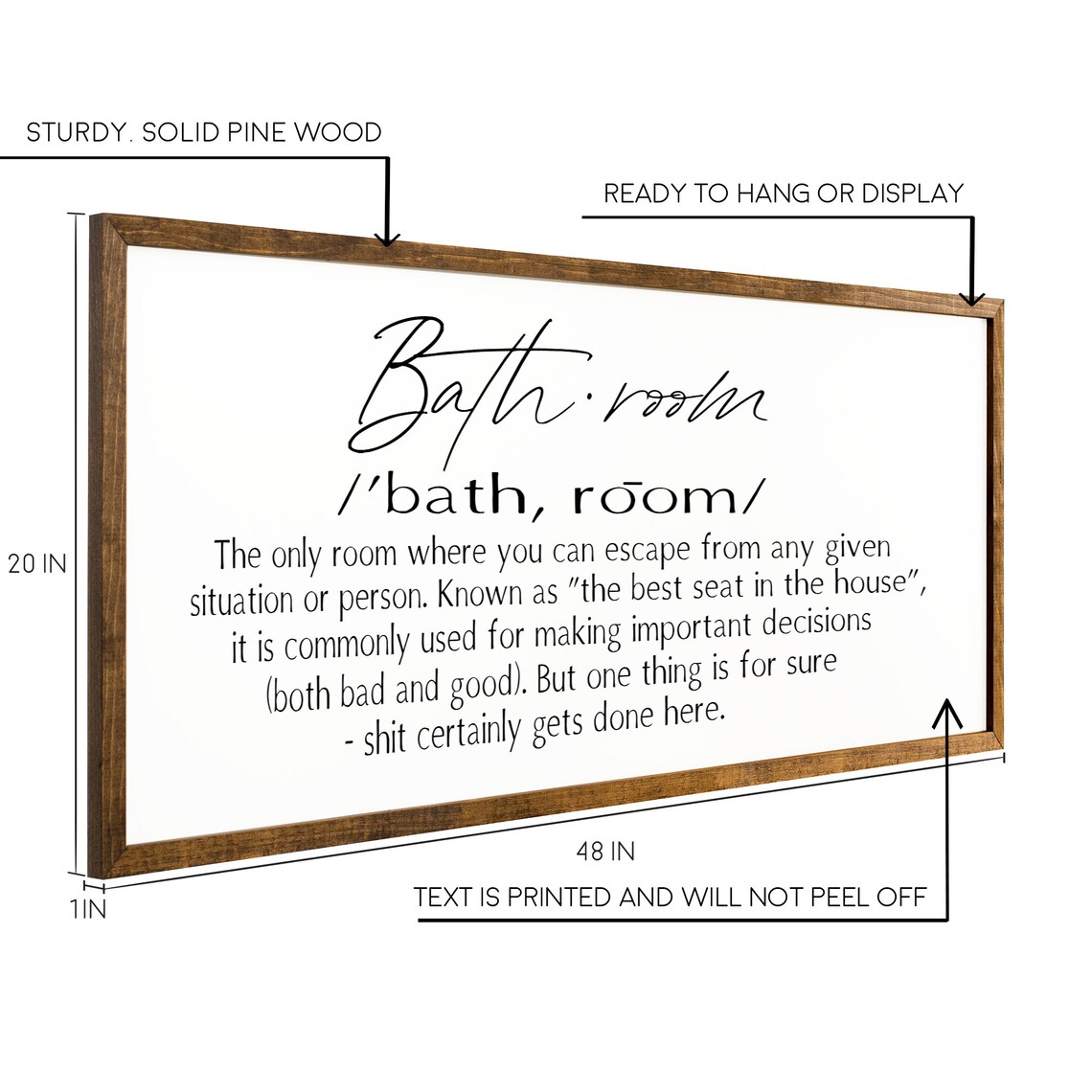 Definition Of Bathroom Sign, Funny Typography Art Print - Image 2