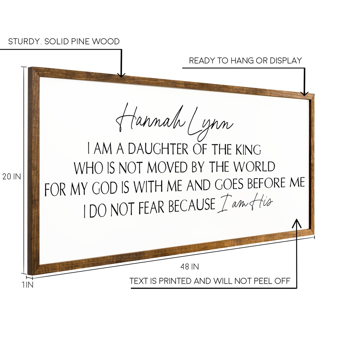 I Am A Daughter Of The King Personalized Name Faith Sign Wall Poster - Image 2