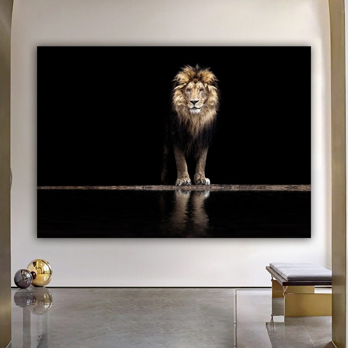 Black and White Lion Animal Wall Art Poster Print
