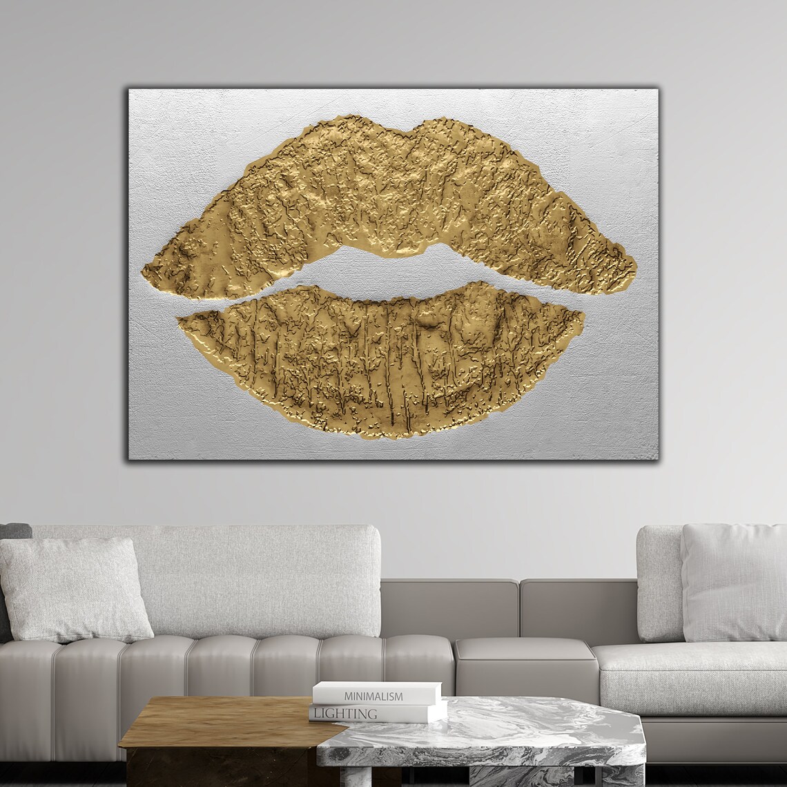 Gold Lip Painting Abstract Lip Art Print
