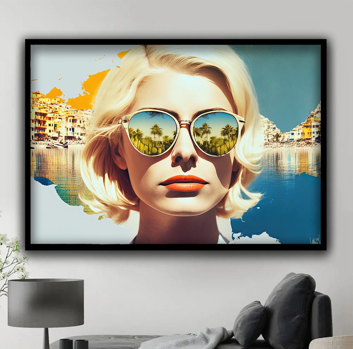 Woman On The Beach Art Pop Art Woman Wall Poster Print Painting Woman In The Landscape Decor