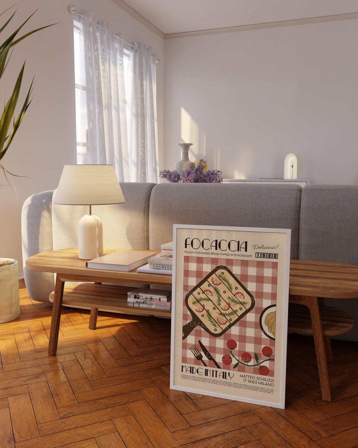 Focaccia Art Print, Mid Century Modern Kitchen Decor - Image 3