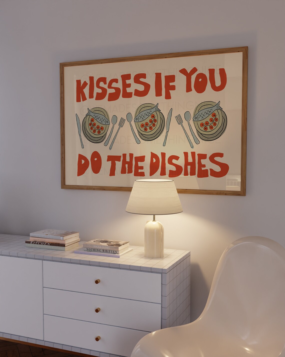 Kisses If You Do The Dishes Retro Kitchen Poster - Image 3