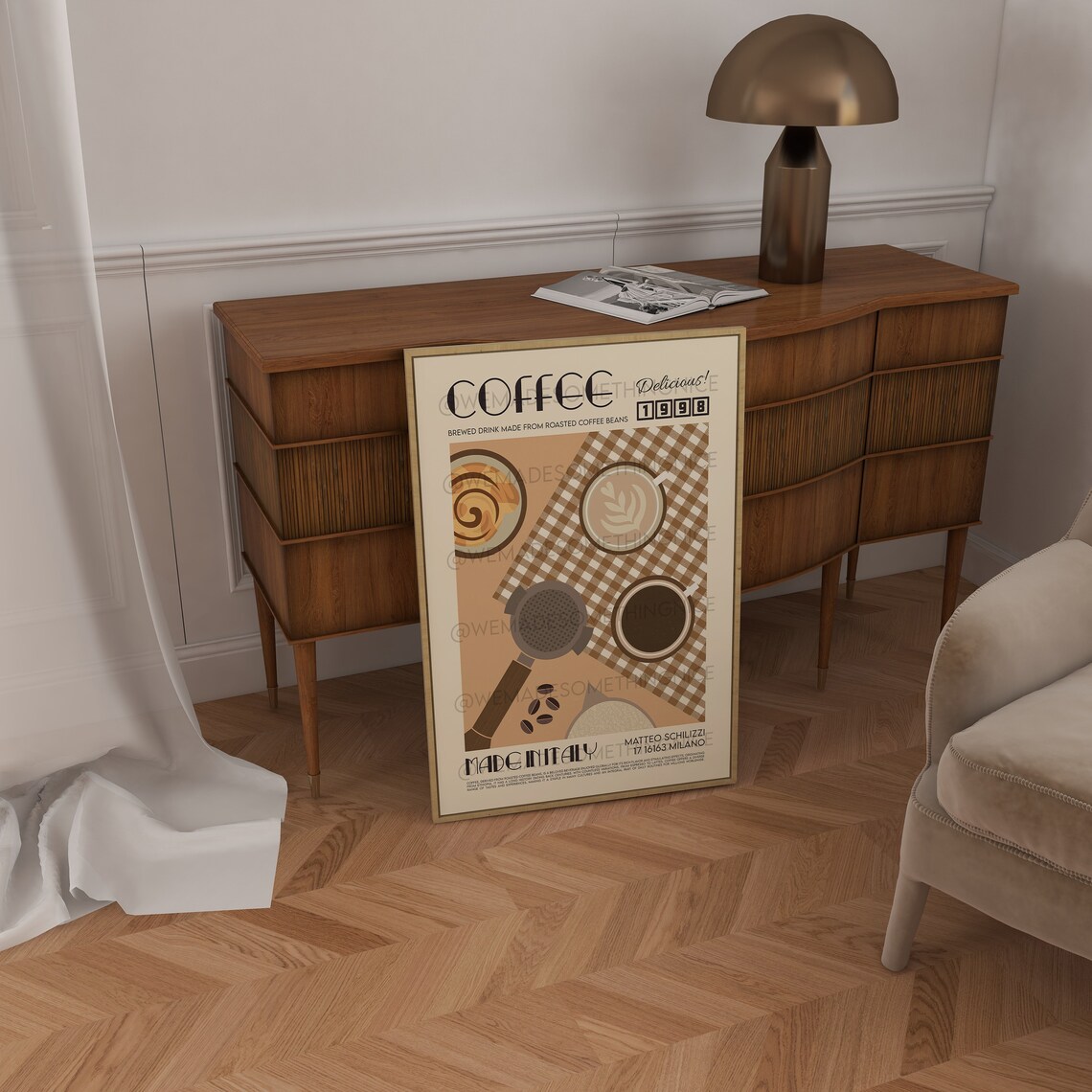Coffee Print Kitchen Poster, Modern Retro Decor - Image 3
