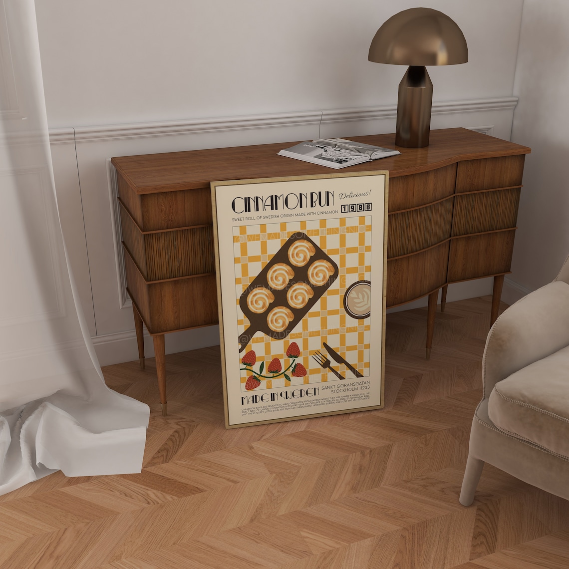 Retro Cinnamon Bun Kitchen Poster Print - Image 4