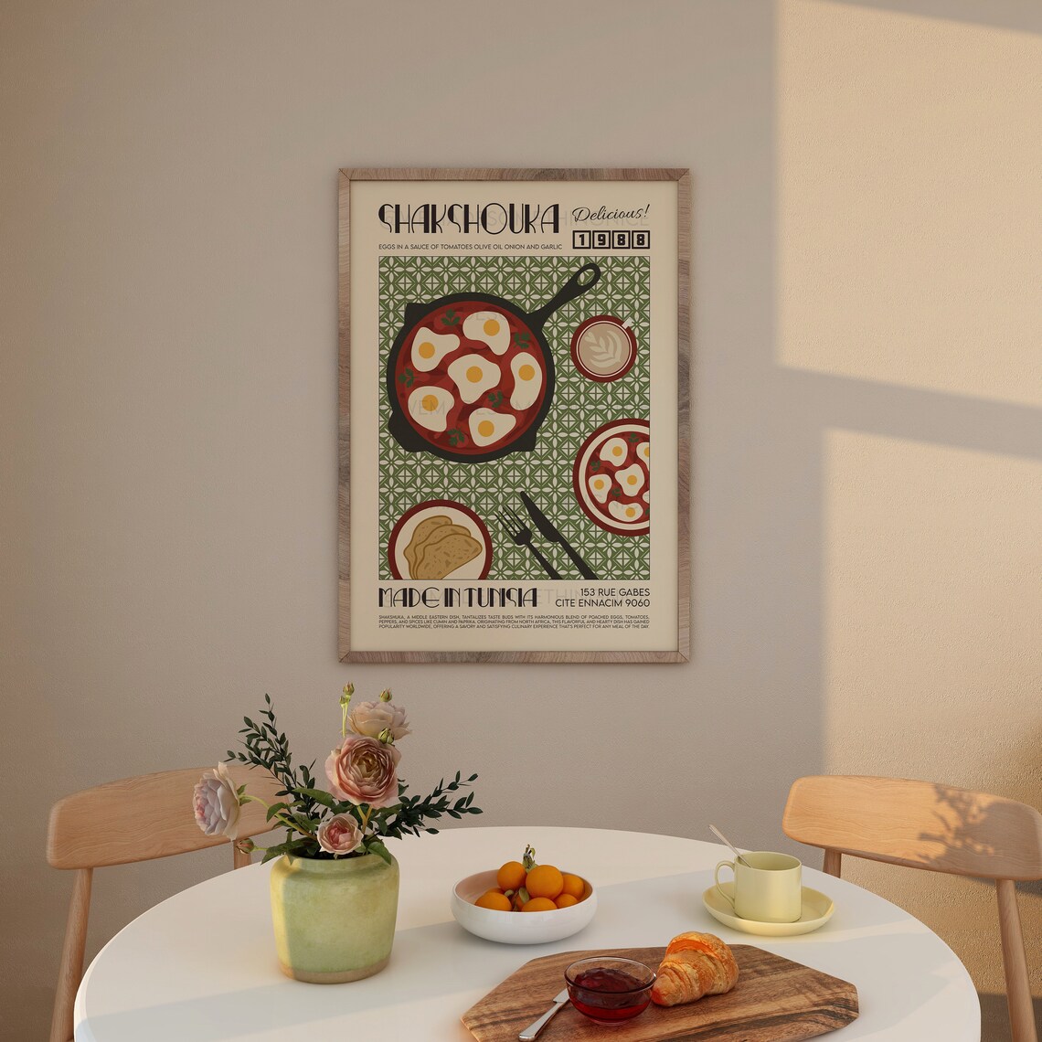 Shakshouka Kitchen Poster, Mid-Century Retro Food Art - Image 3