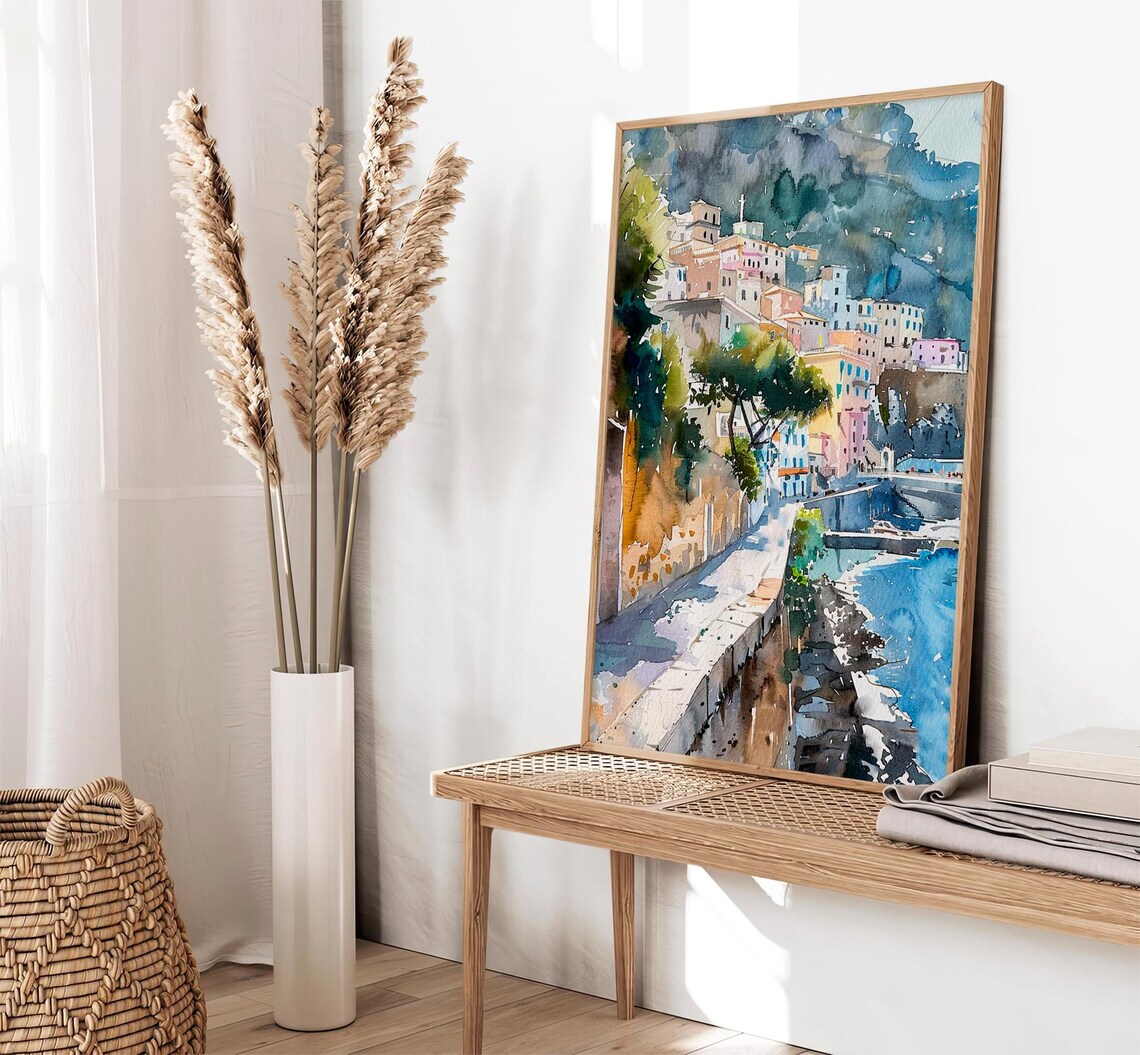 Sorrento Cityscape Watercolor Art Print, Italy - Image 2