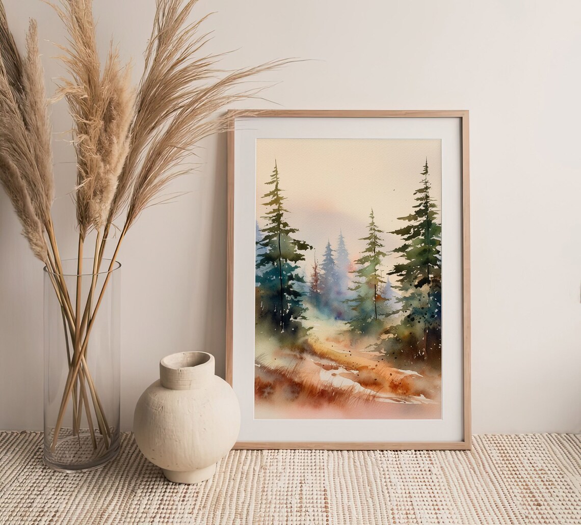 Utah Landscape Pine Trees Watercolor Art Print - Image 5