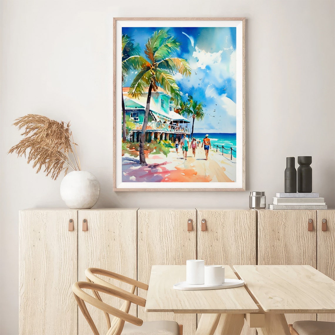 Stunning Siesta Key Florida Beach Palms Coastal Watercolor Poster - Image 5
