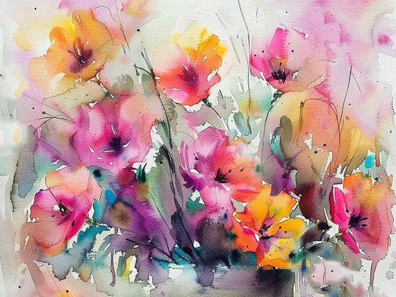 Pansy Flowers Watercolor Botanical Art Print
