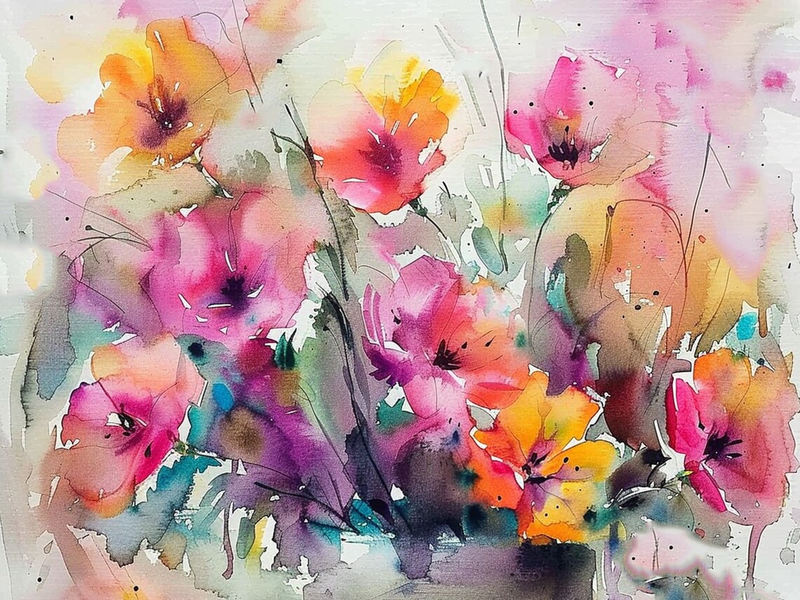 Pansy Flowers Watercolor Botanical Art Print