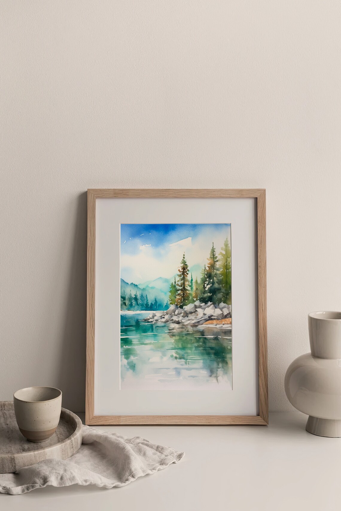 Emerald Bay Tahoe Lake Park Watercolor Art Print - Image 3