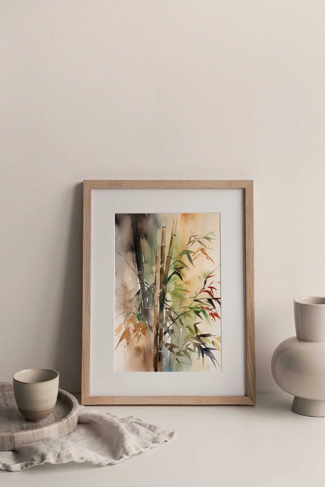 Bamboo Watercolor Stalks Minimalist Botanical Asian Style Poster - Image 5