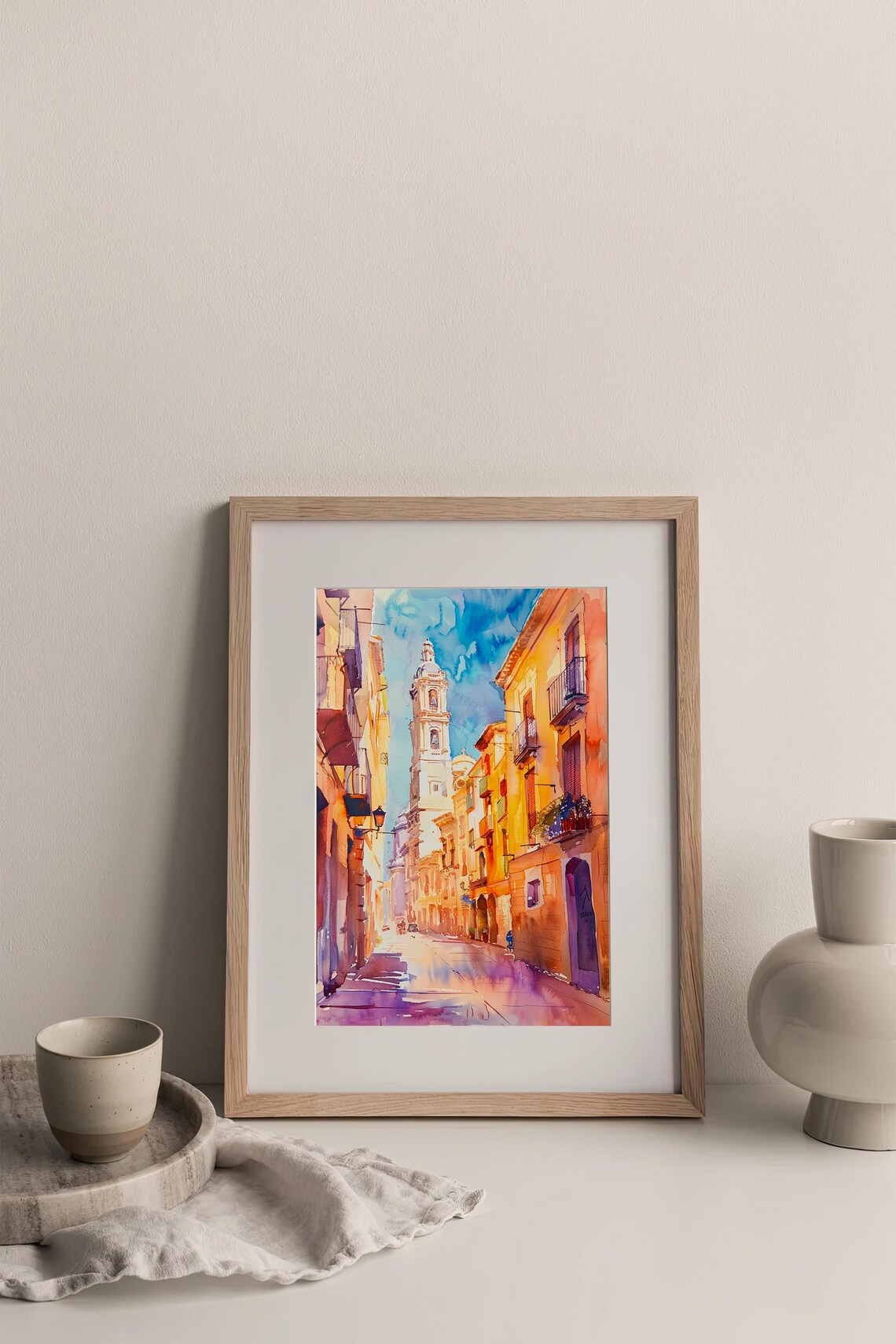 Valencia Spain Cityscape Watercolor Art Print - Image 4