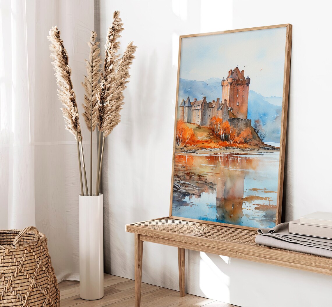 Eilean Donan Castle Scotland Loch Highland Watercolor Art Poster - Image 5