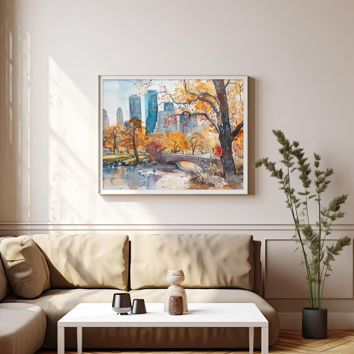 Autumn Central Park Watercolor Art Print, New York - Image 4