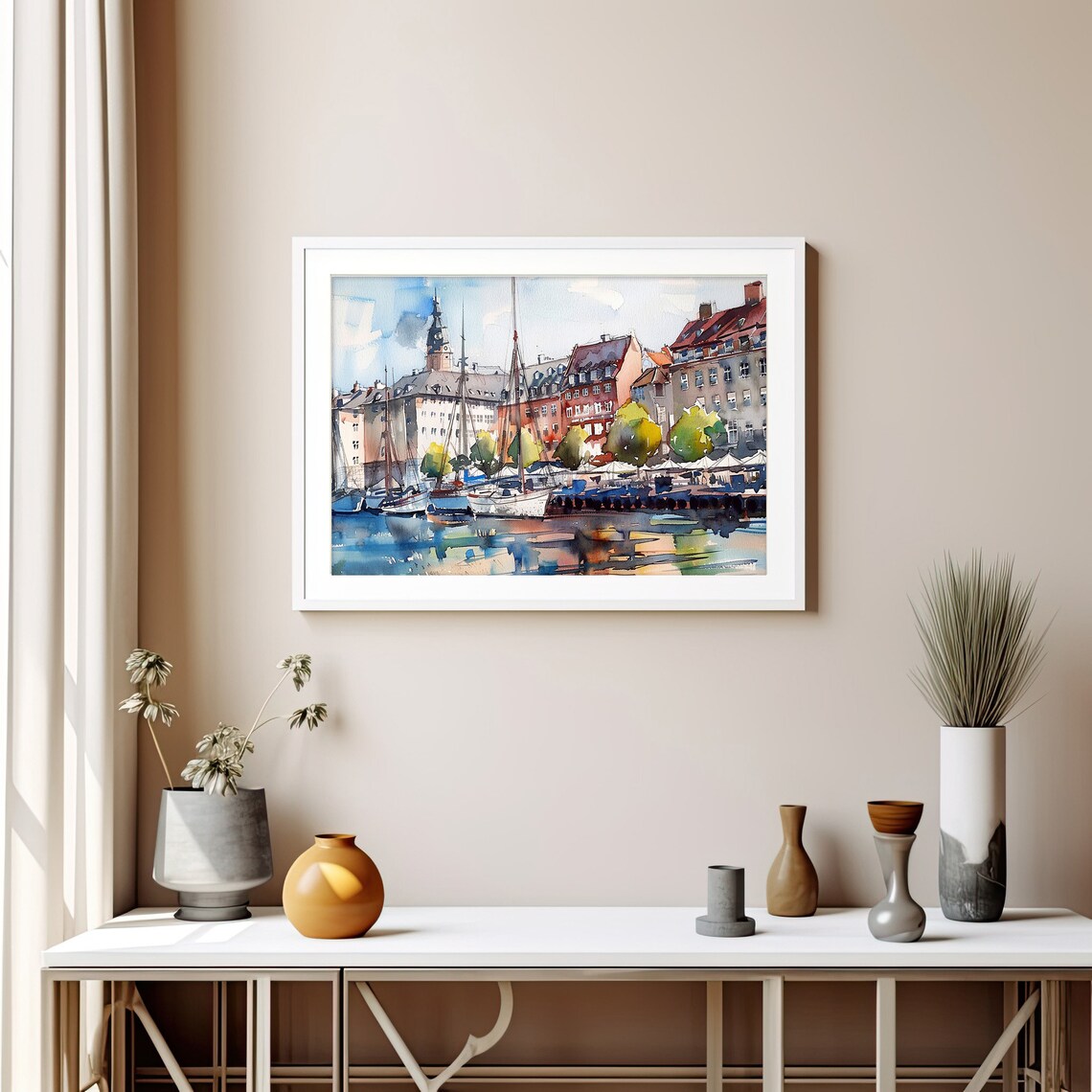 Copenhagen Watercolor Cityscape Art Print, Travel Poster - Image 5