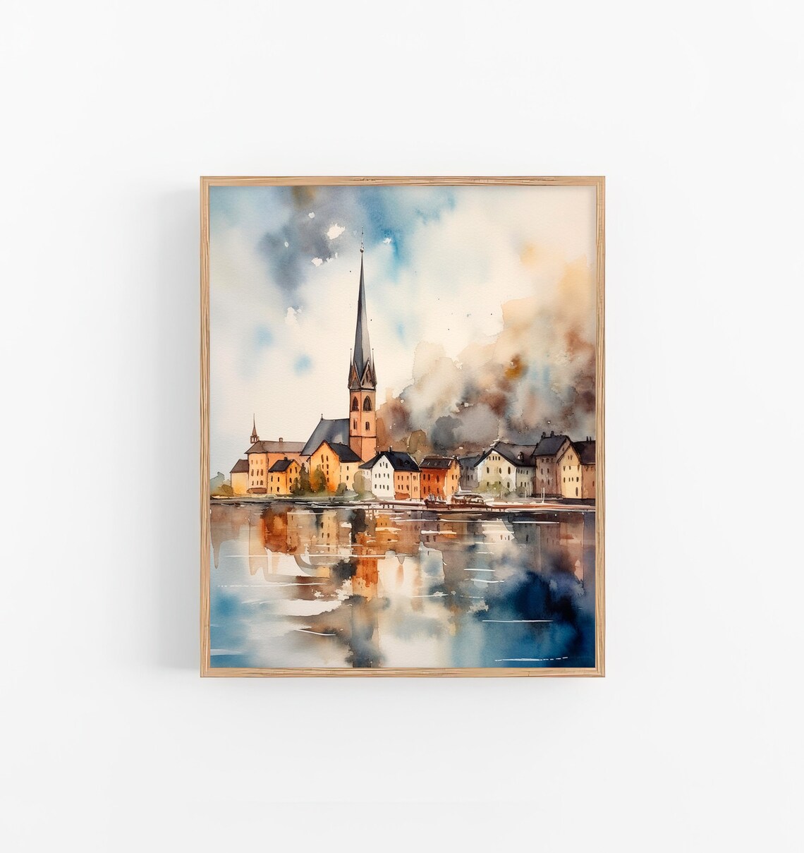 Stockholm Watercolor Cityscape Travel Poster