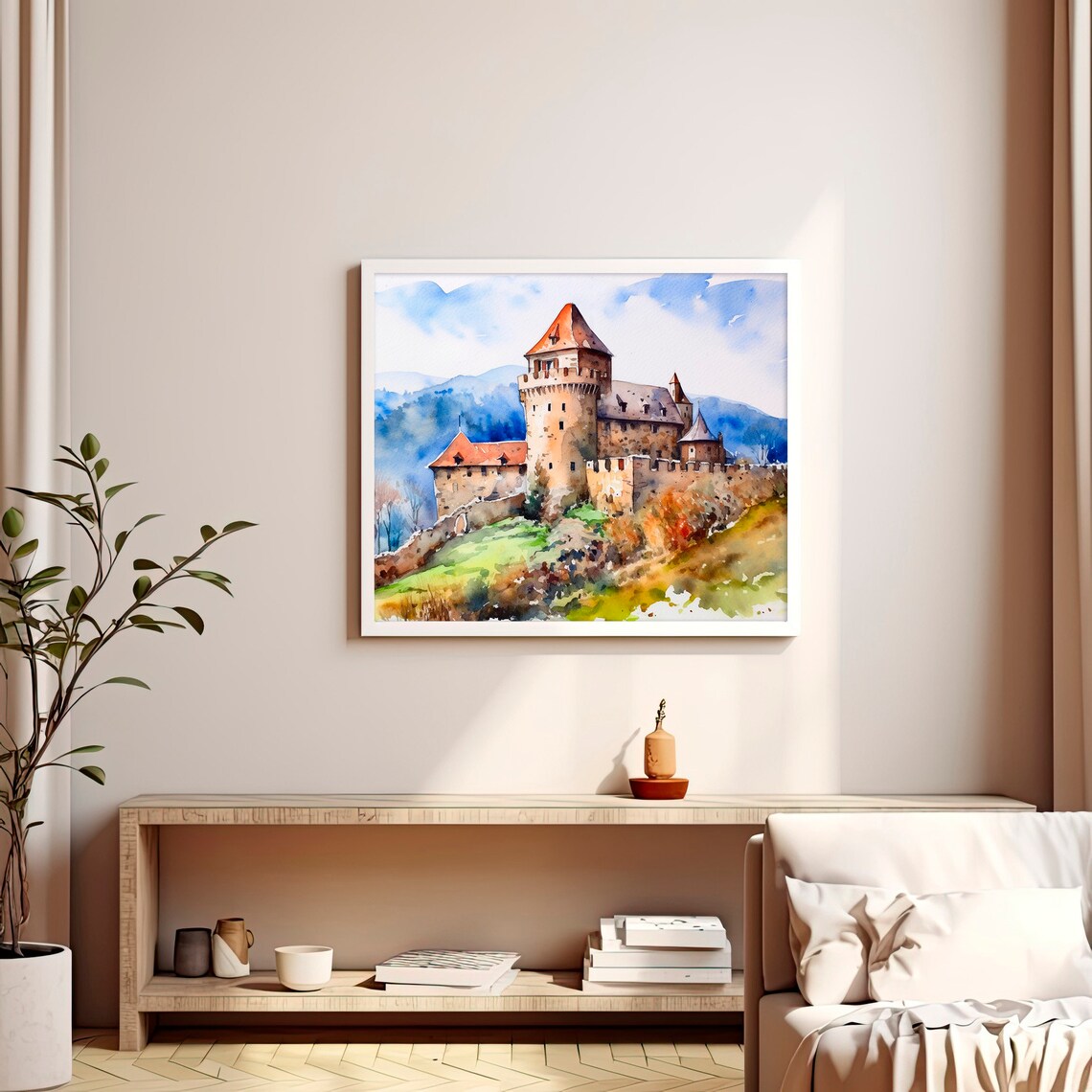 Castle of Kaysersberg France Stone Fortress Watercolor Poster - Image 2