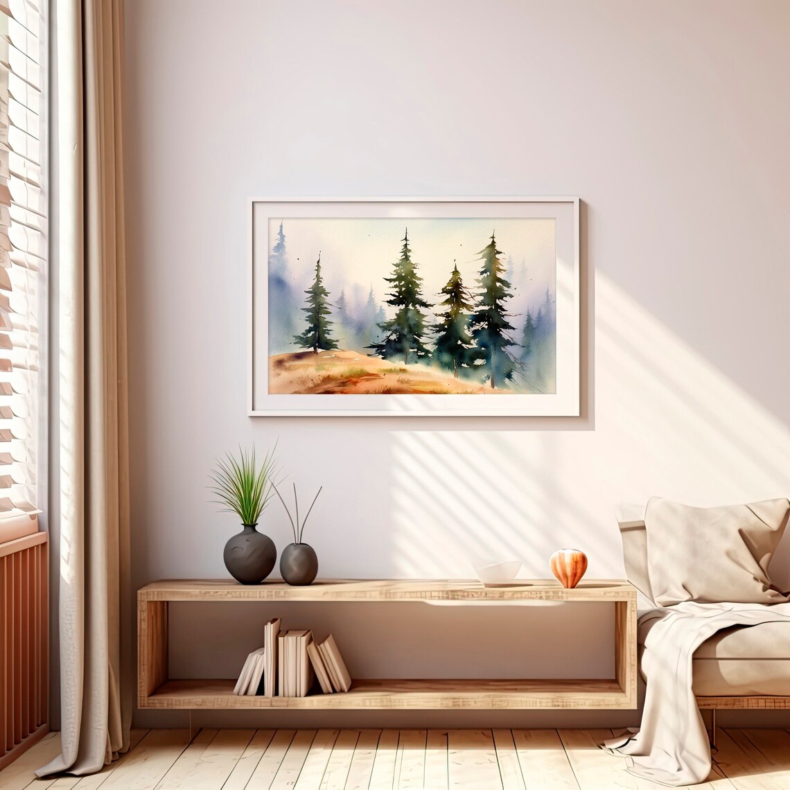 Adirondack Mountains Watercolor Art Print, Rustic Landscape - Image 4
