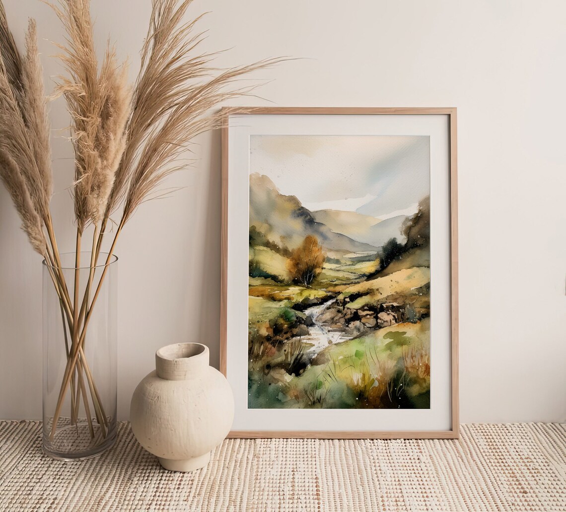 Brecon Beacons Watercolor Travel Poster, Wales Landscape - Image 4