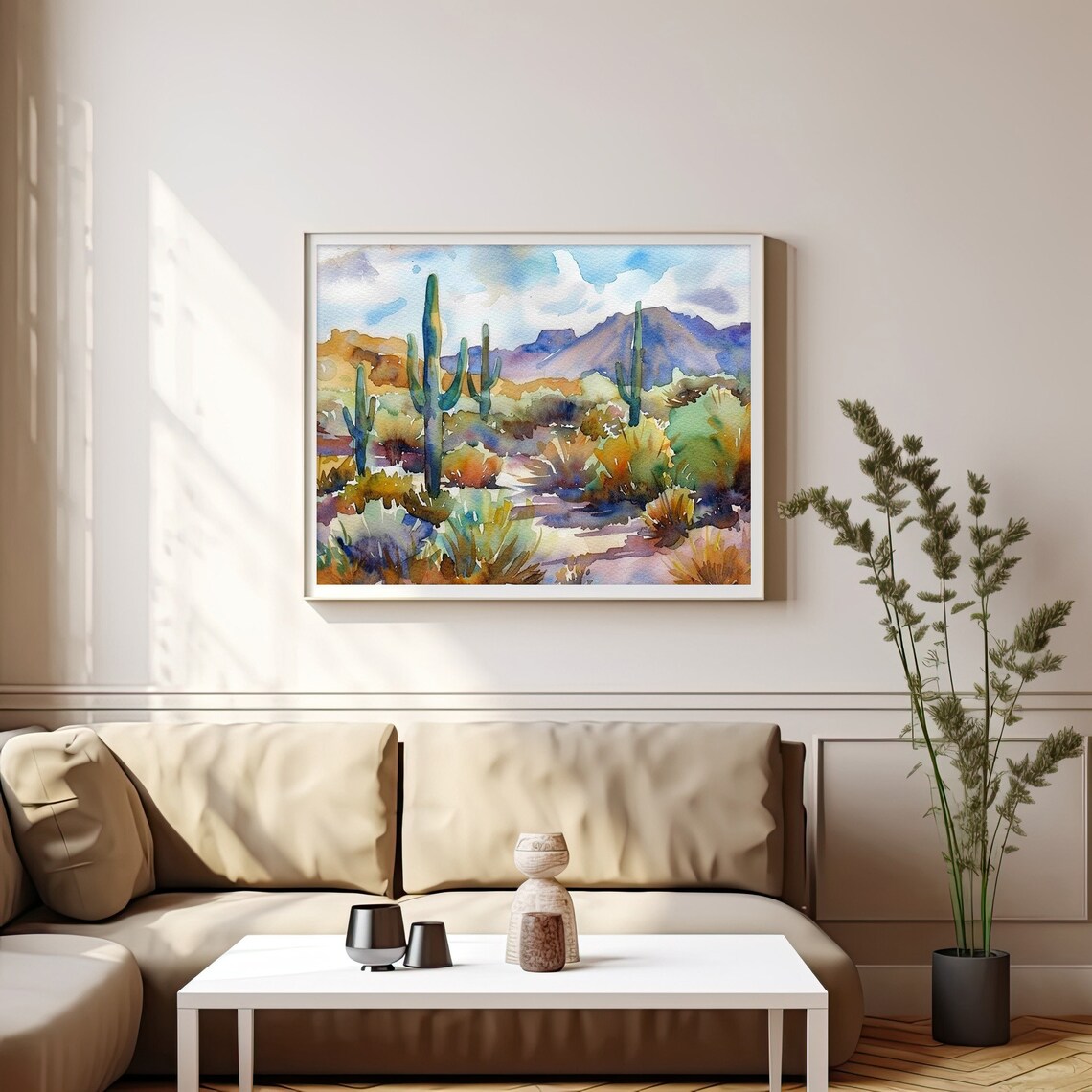 Sedona Arizona Watercolor Art Print, Cactus Travel - Image 4