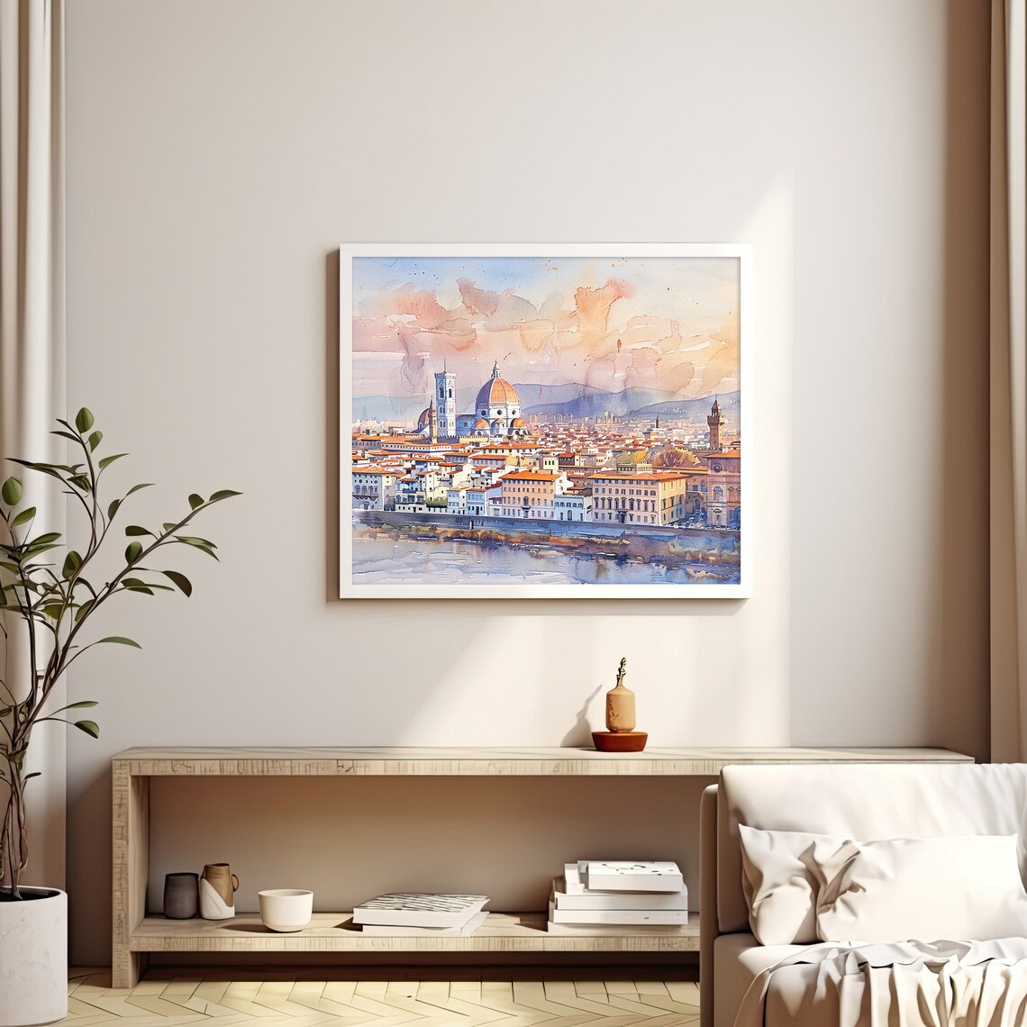 Florence Watercolor Painting Italian Cityscape Art Print - Image 3