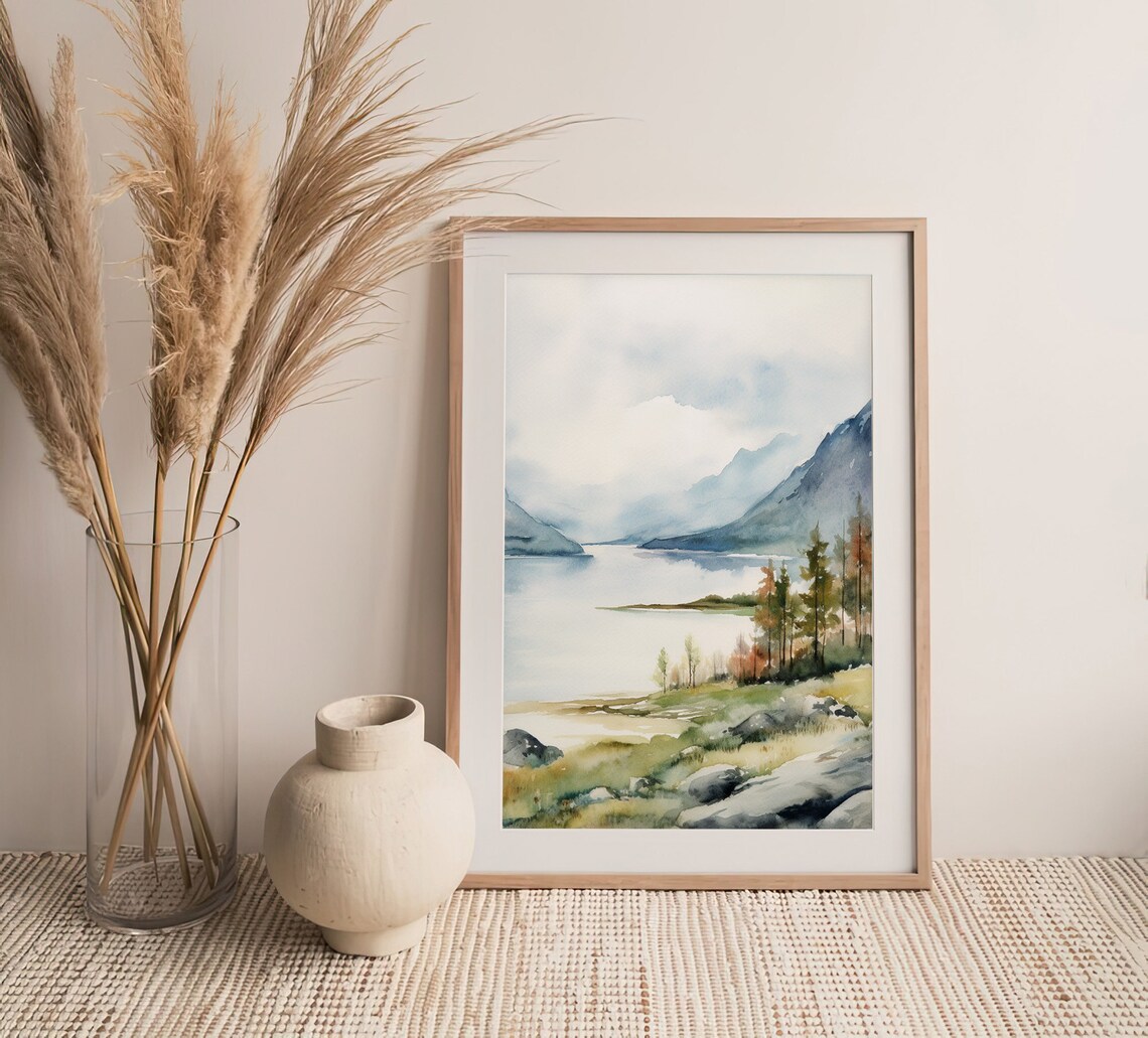 Scottish Highlands Watercolor Art Print, Lake District - Image 5