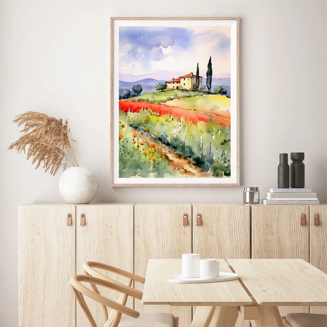 Tuscany Countryside Watercolor Art Print - Image 5