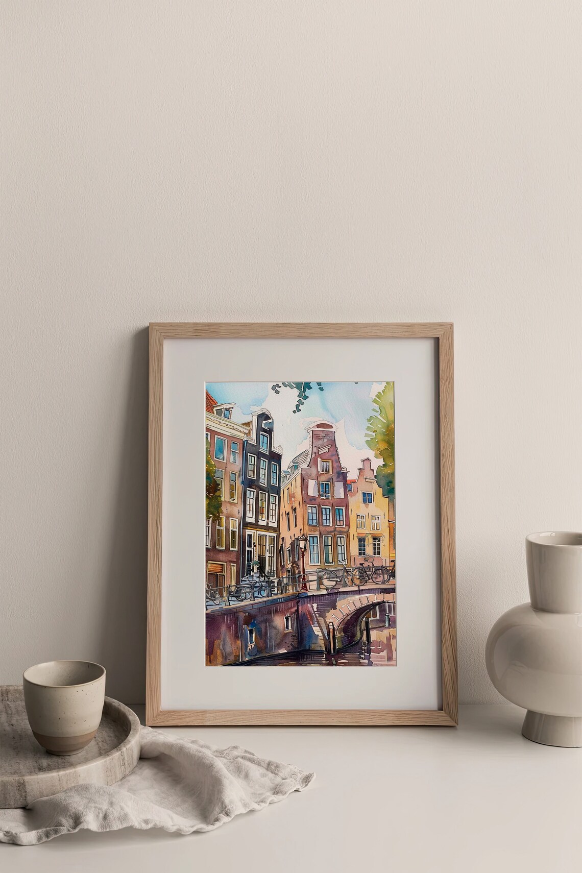 Amsterdam Watercolor Cityscape Travel Poster - Image 3