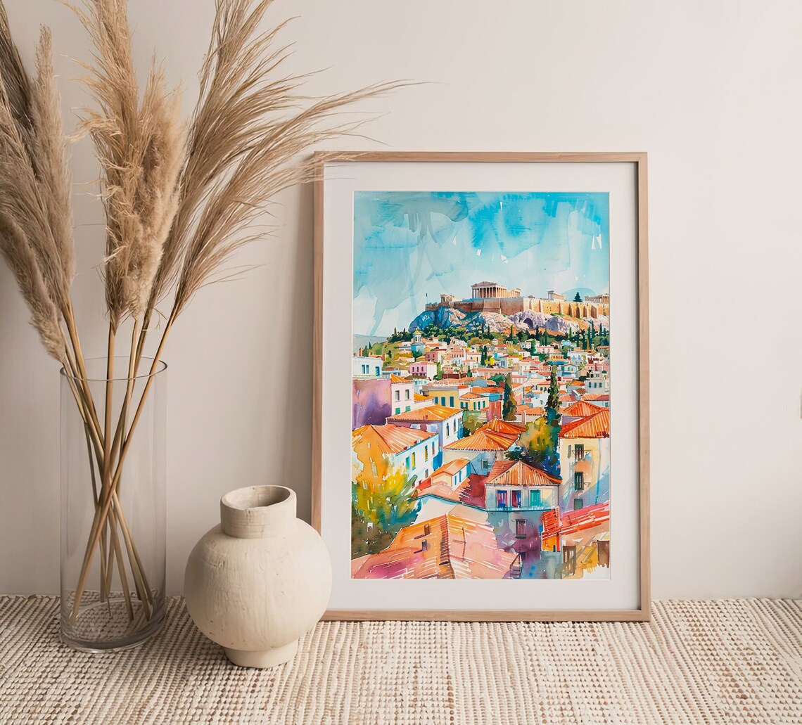 Athens Watercolor Art Print, Greece Travel Poster - Image 4