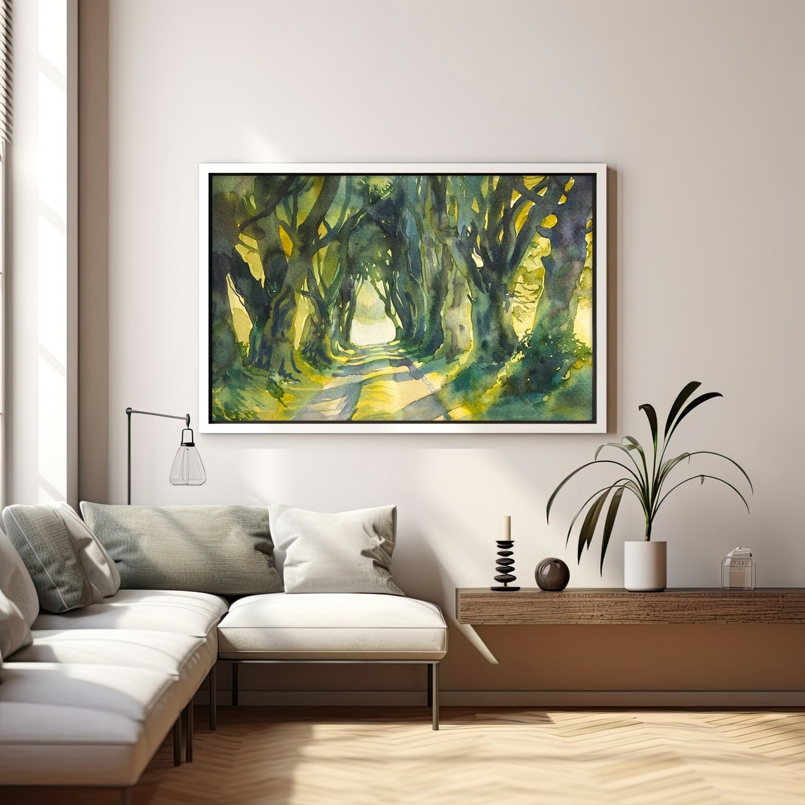 Dark Hedges Ireland Ancient Beech Tree Tunnel Watercolor Poster - Image 5