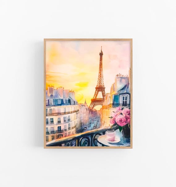 Paris Watercolor Painting France Breakfast Watercolor Art Print Eiffel Tower Wall Art Decor Nursery Wall Art Gifts By Feelingprints