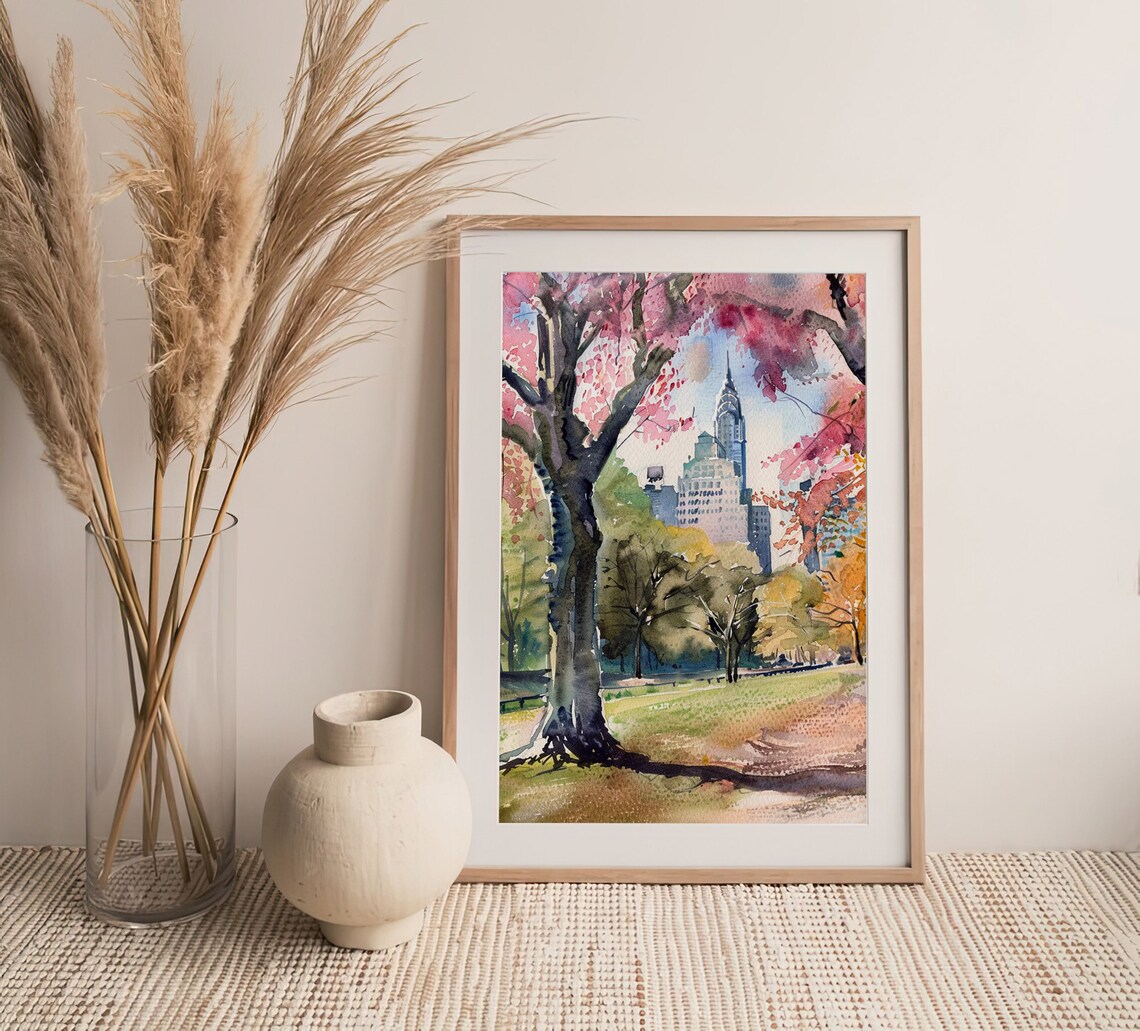 Central Park Watercolor Travel Art Poster - Image 4