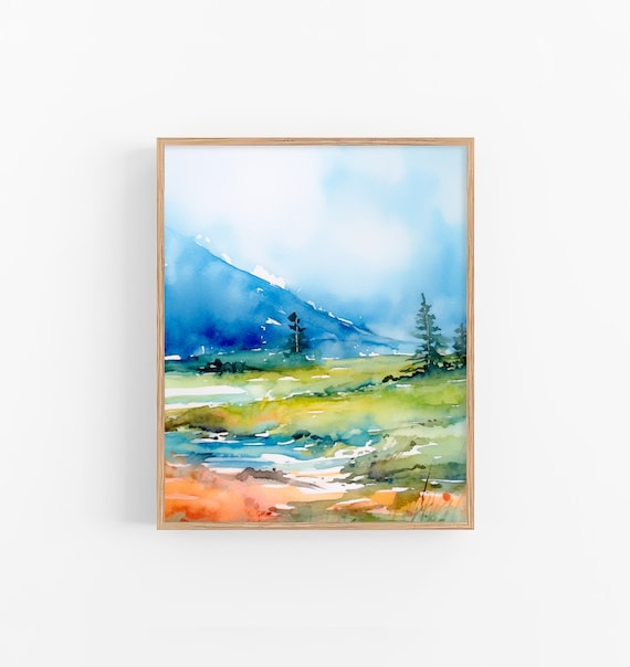 Fishlake Forest Watercolor Landscape Art Print