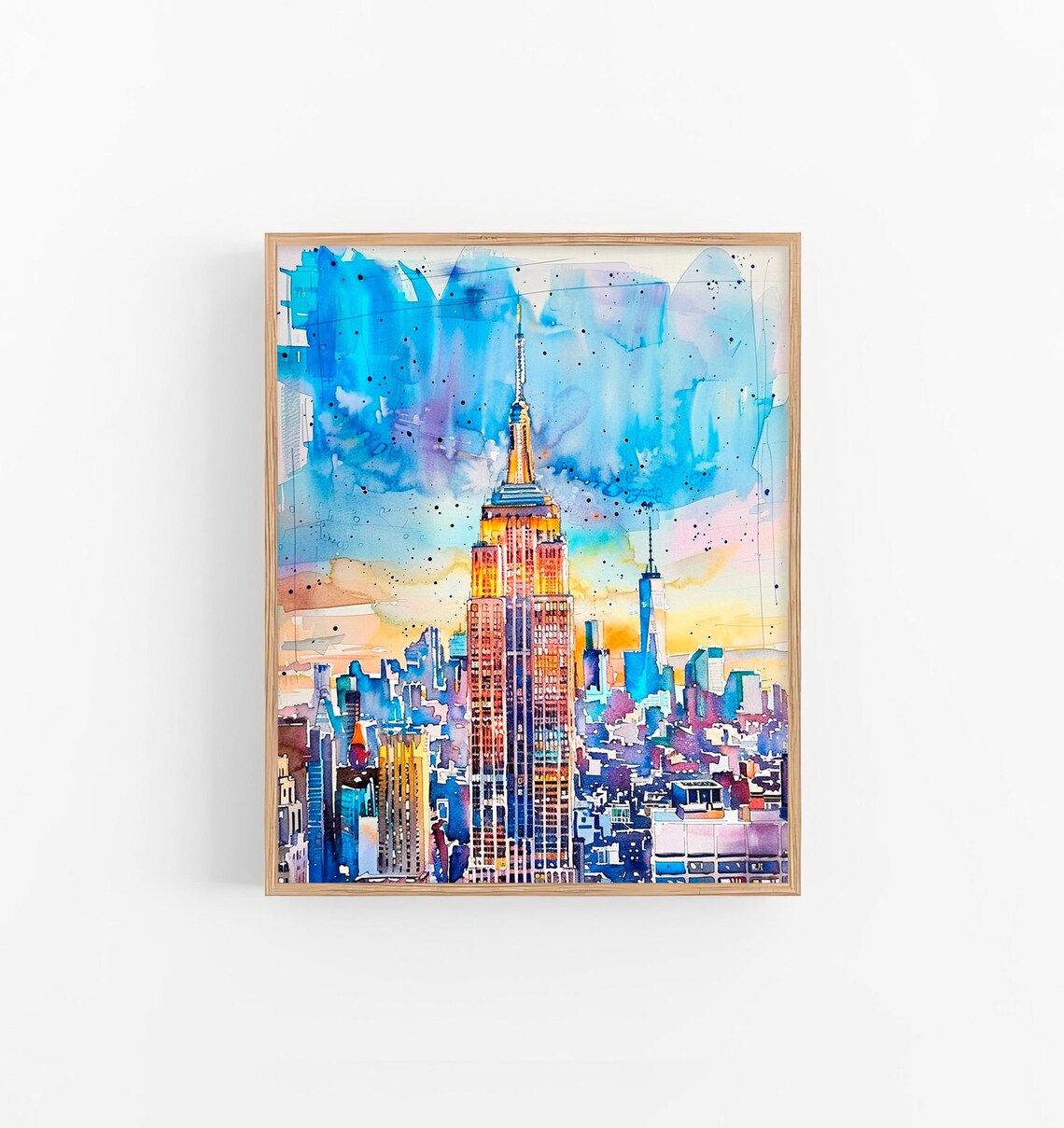 New York Watercolor Art Print, Empire State Building