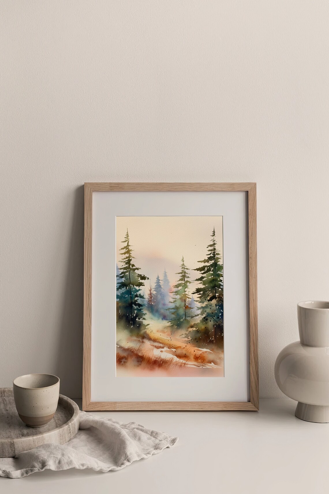 Utah Landscape Pine Trees Watercolor Art Print - Image 4